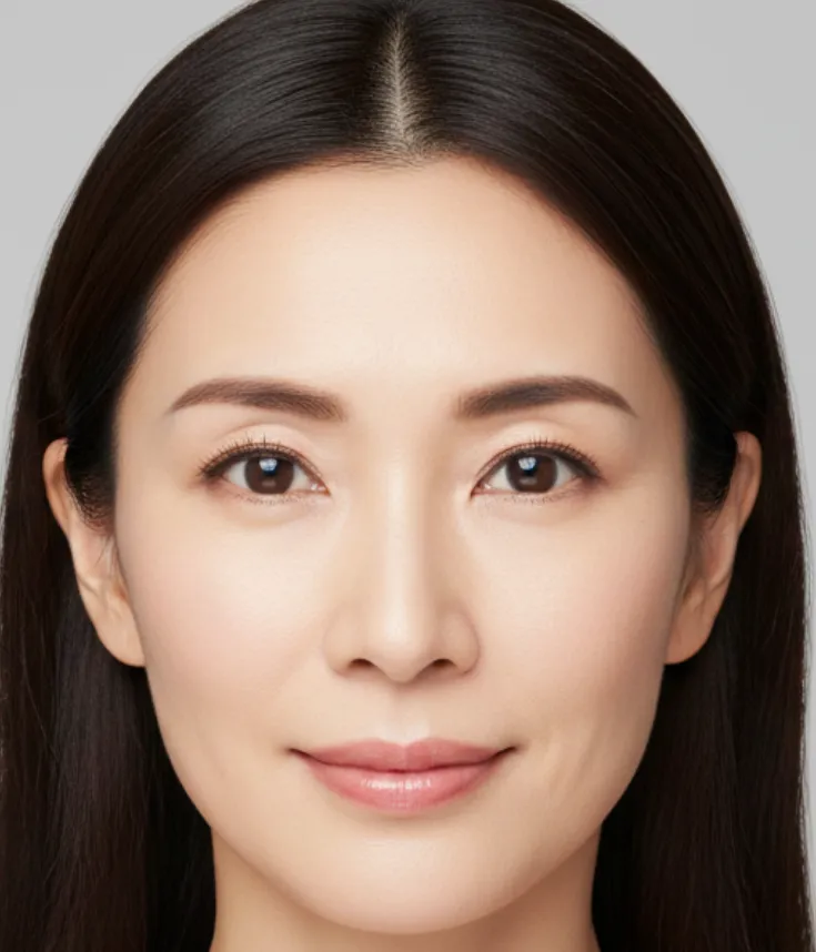 目元の疲れを解消し、表情をパッと明るくするクマ取り後の若返りイメージ